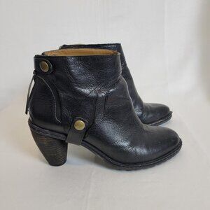 Anthropologie Schuler & Sons Philadelphia Booties Boots 6.5 Black Pebbled Leath